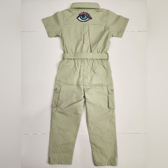 NWOT Chillipop Girl's Green Jumpsuit Upcycle, size 4T - Picture 3 of 11